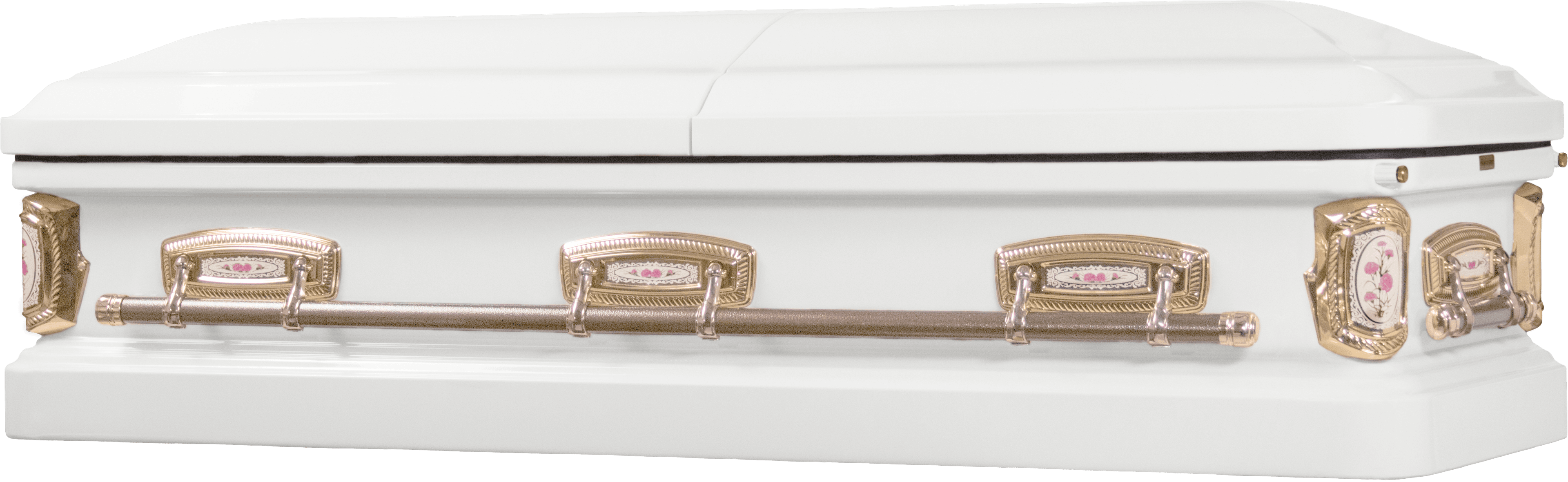 Heritage Rose 18-gauge steel casket closed long back view