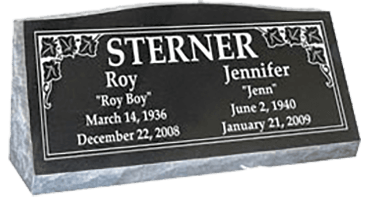 black granite companion slant monument marker