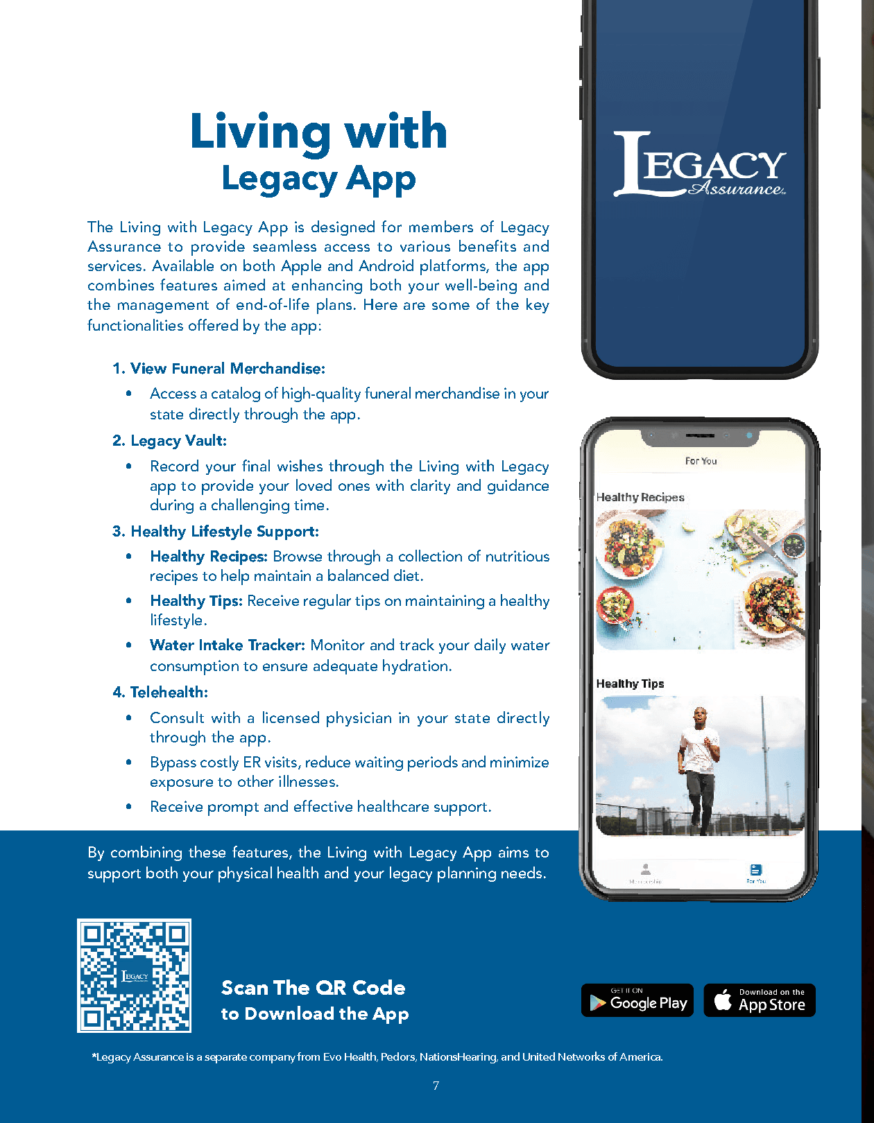 Living with Legacy mobile app guide page