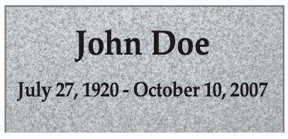 standard monument layout with name and date